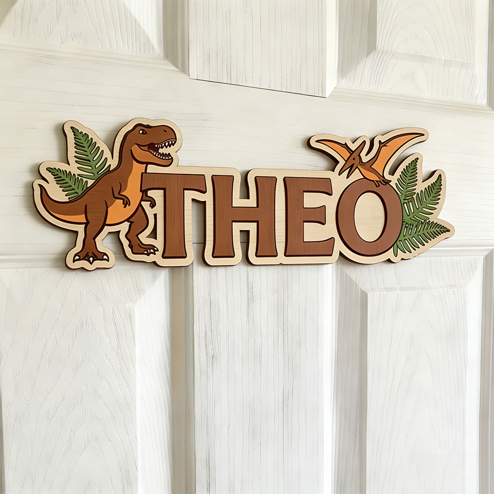 Baby Products Decoration - Personalized Dinosaur Name Sign for The