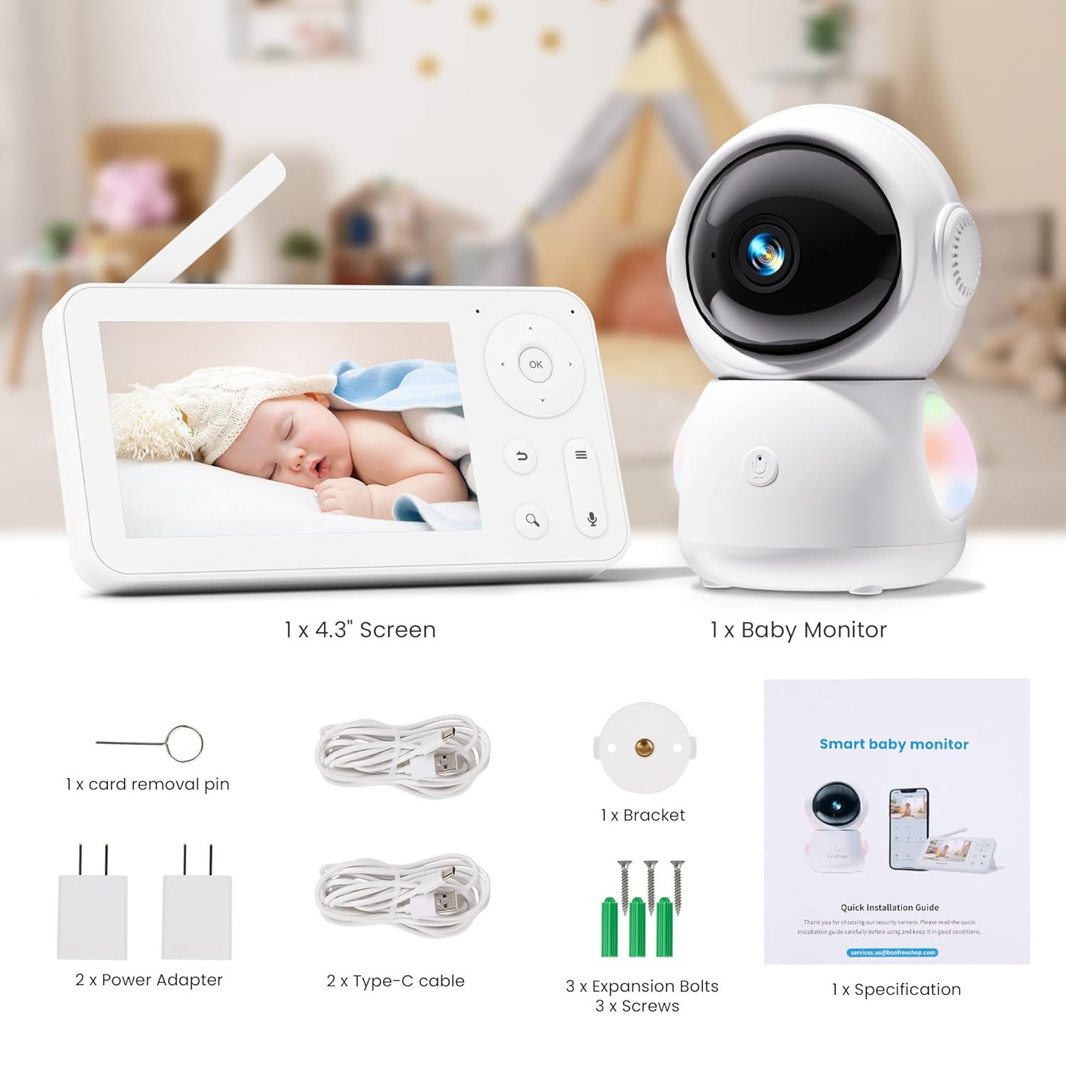 4.3Inch Screen 2MP 1080P Full  - Wireless Baby Monitor recension och pris