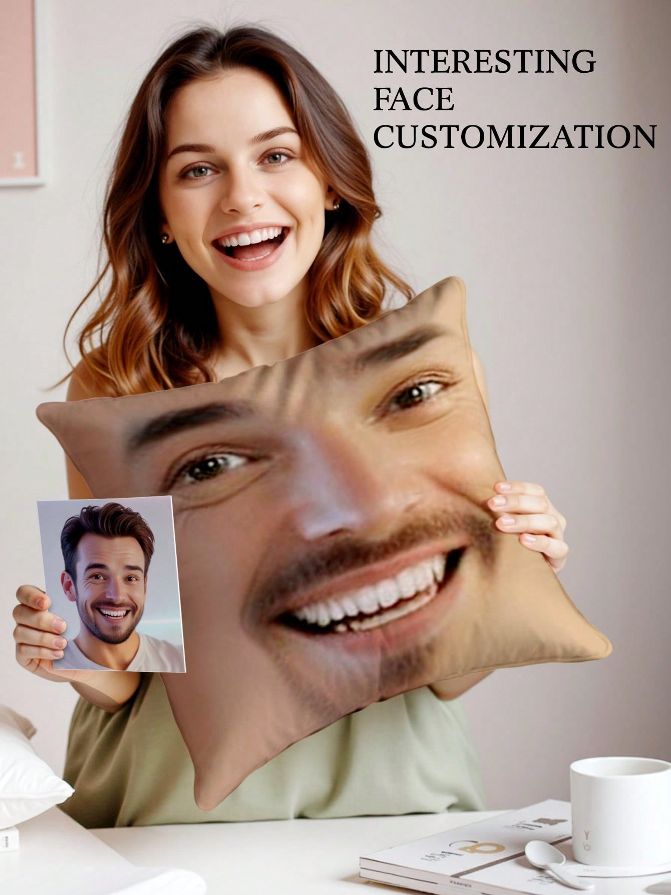 1pc Custom Face Square Pillow  - Baby Products Decoration recension och pris