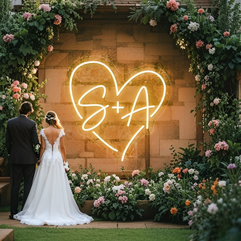 Custom Initials Heart LED Neon - Baby Products Decoration recension och pris
