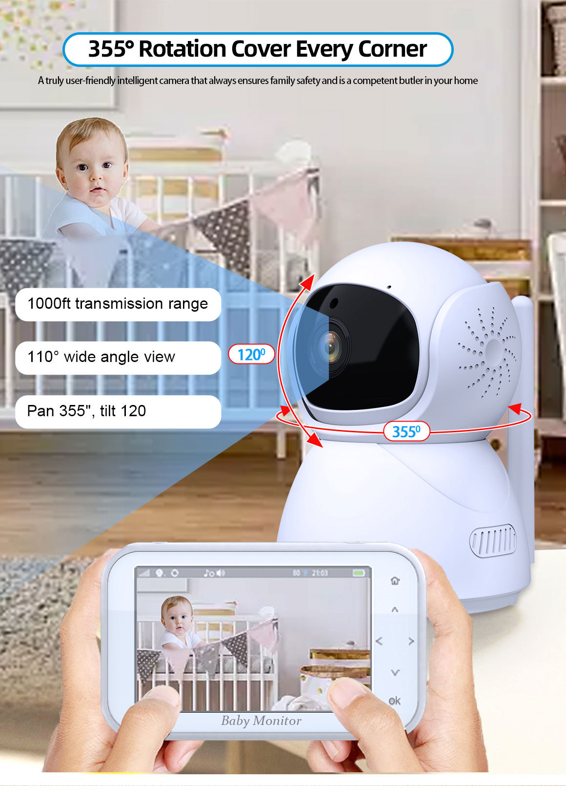 720P Wireless PTZ Baby Monitor - Wireless Baby Monitor recension och pris