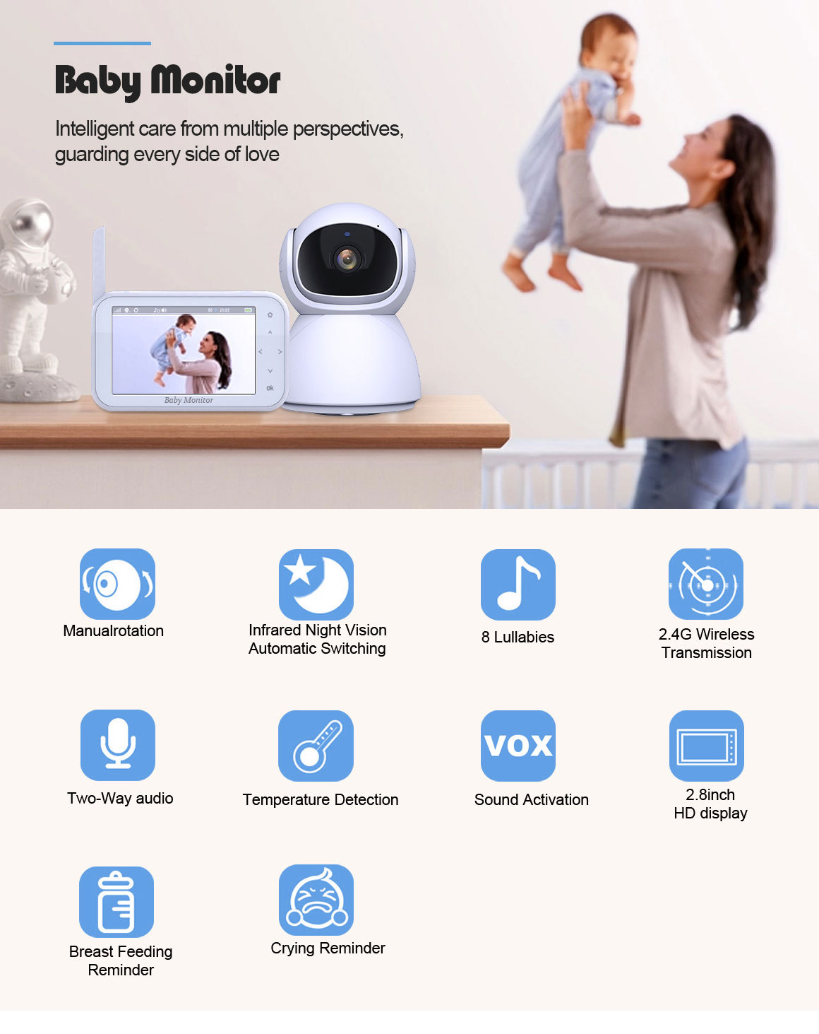 720P Wireless PTZ Baby Monitor - Wireless Baby Monitor recension och pris